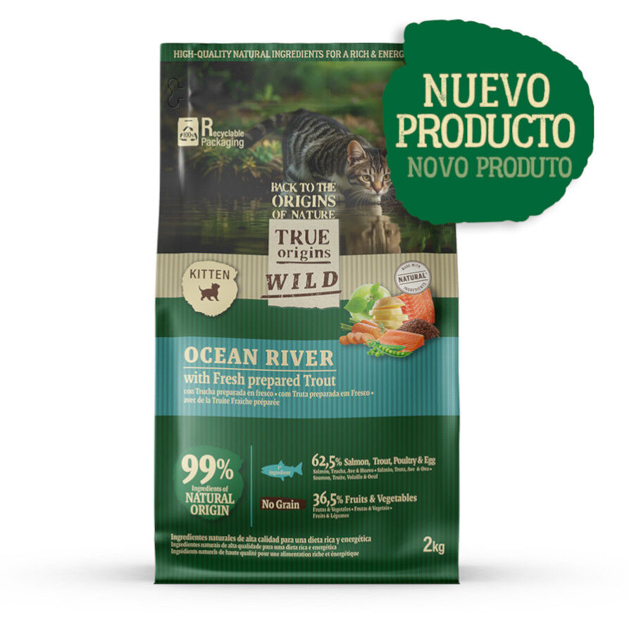 2 kg True Origins Wild Ocean River Salm&atilde;o e Truta ra&ccedil;&atilde;o para gatinhos, , large Imagem n&uacute;mero 1