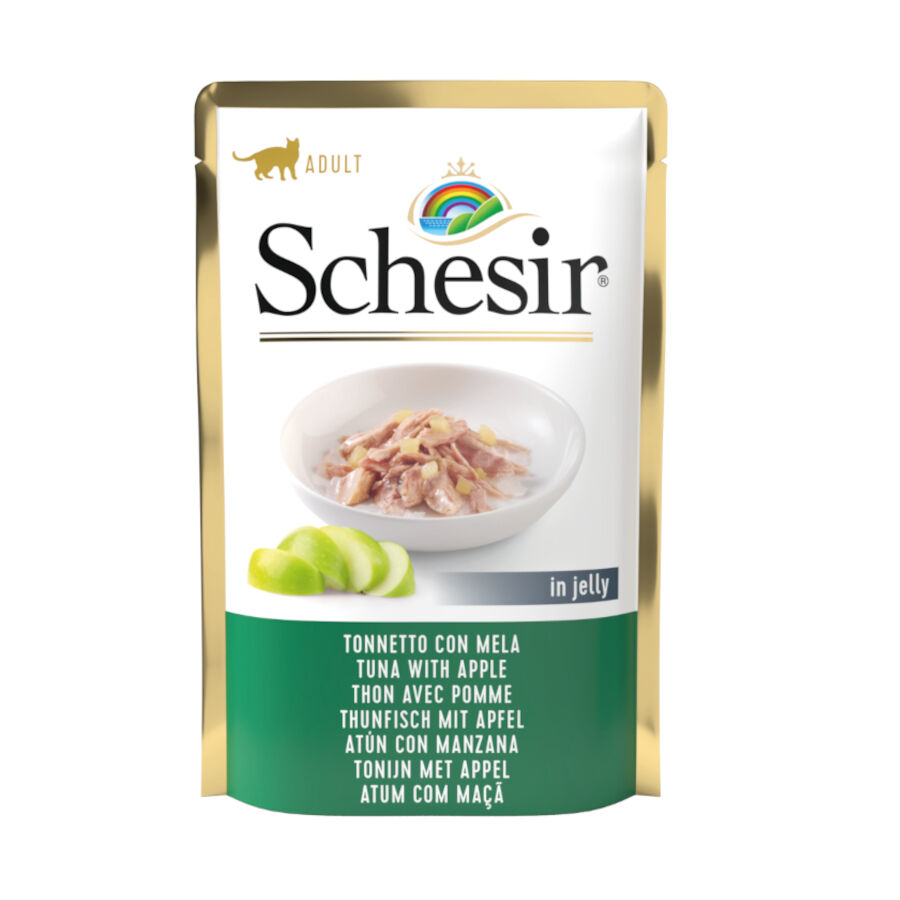 Schesir comida h&uacute;meda gato at&uacute;n y manzana Imagem n&uacute;mero 1