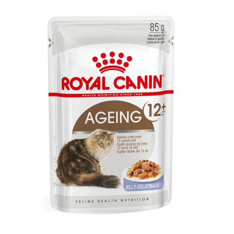 85 g Royal Canin Ageing 12+ alimento húmido com molho em saquetas para gatos,  Imagem número 1 85 g Royal Canin Ageing 12+ alimento húmido com molho em saquetas para gatos, , large Imagem número 1