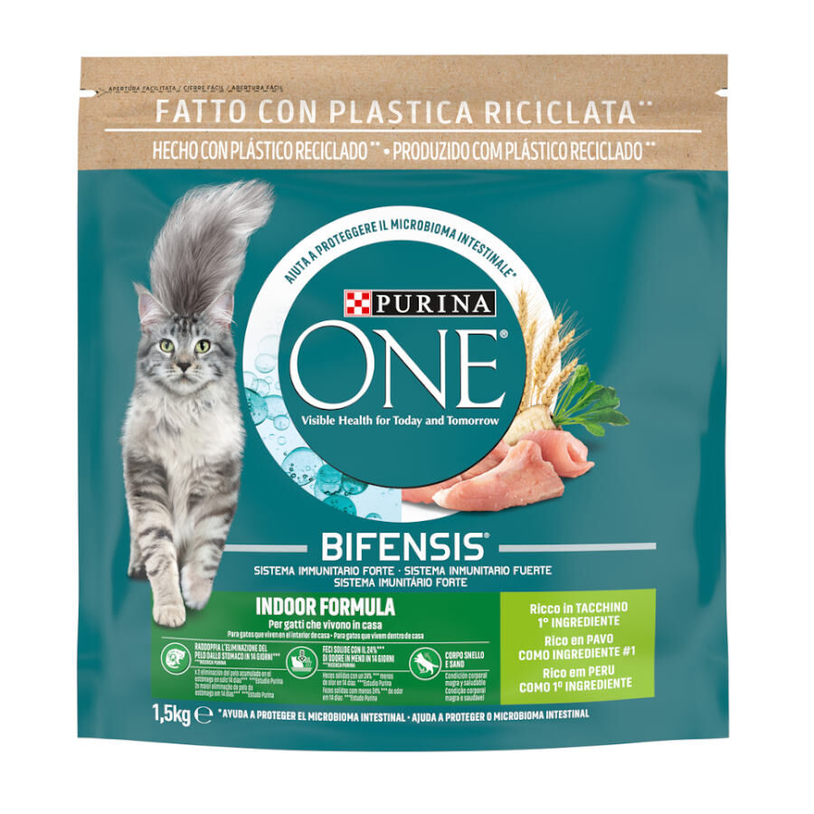 1.5 kg Purina One Indoor Ra&ccedil;&atilde;o de Peru e Cereais para gatos, , large Imagem n&uacute;mero 1