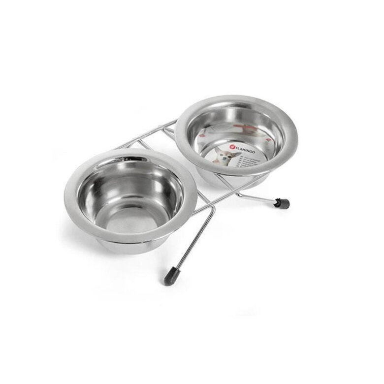 Flamingo Comedouro Duplo de aço inoxidável com suporte para cães e gatos,  Imagem número 1 Flamingo Comedouro Duplo de aço inoxidável com suporte para cães e gatos, , large Imagem número 1