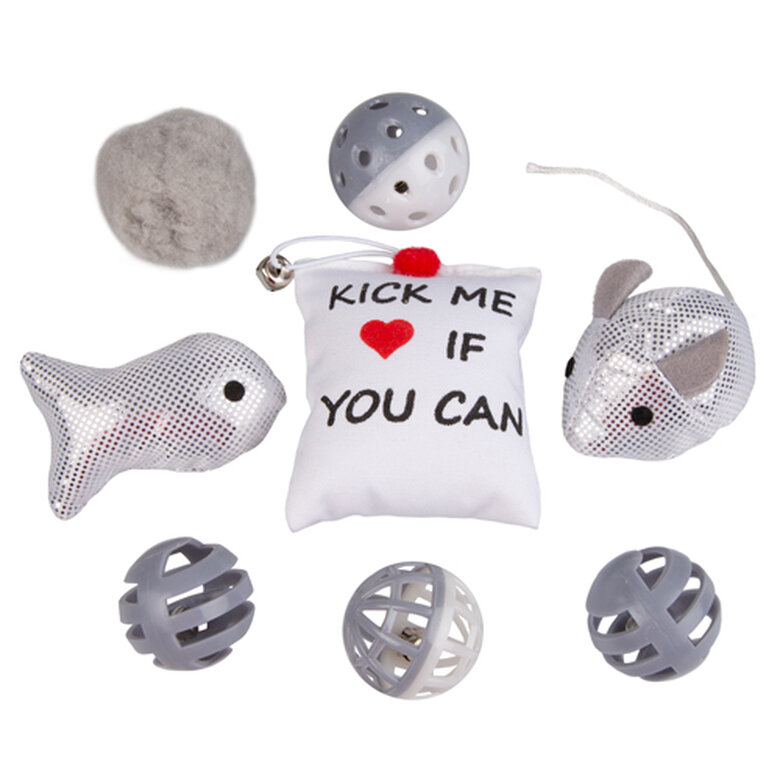 TK-Pet Marc pack 8 juguetes para gatos gris plata Imagem número 1 TK-Pet Marc pack 8 juguetes para gatos gris plata Imagem número 1