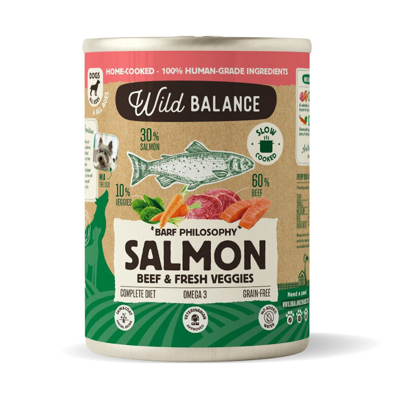 400 g Wild Balance BARF de Salmão e Vitela em lata para cães ,  Imagem número 1 400 g Wild Balance BARF de Salmão e Vitela em lata para cães , , large Imagem número 1