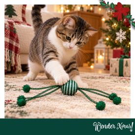 Wonder Christmas Bola Brilhante com Corda Brinquedo para gatos
