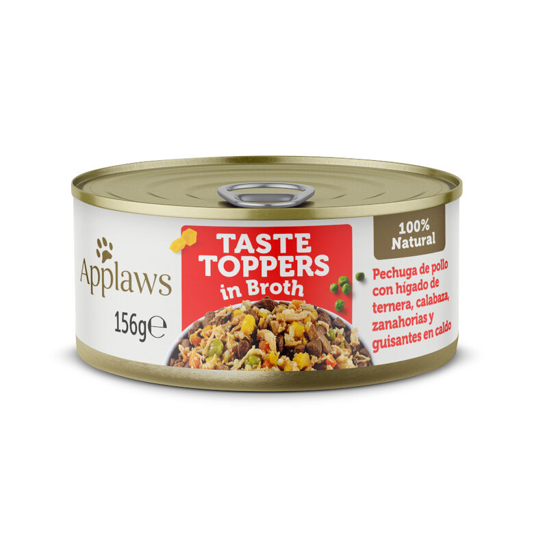 Applaws Taste Toppers Frango com Fígado de Vitela e Legumes em Molho lata para cães, , large image number null