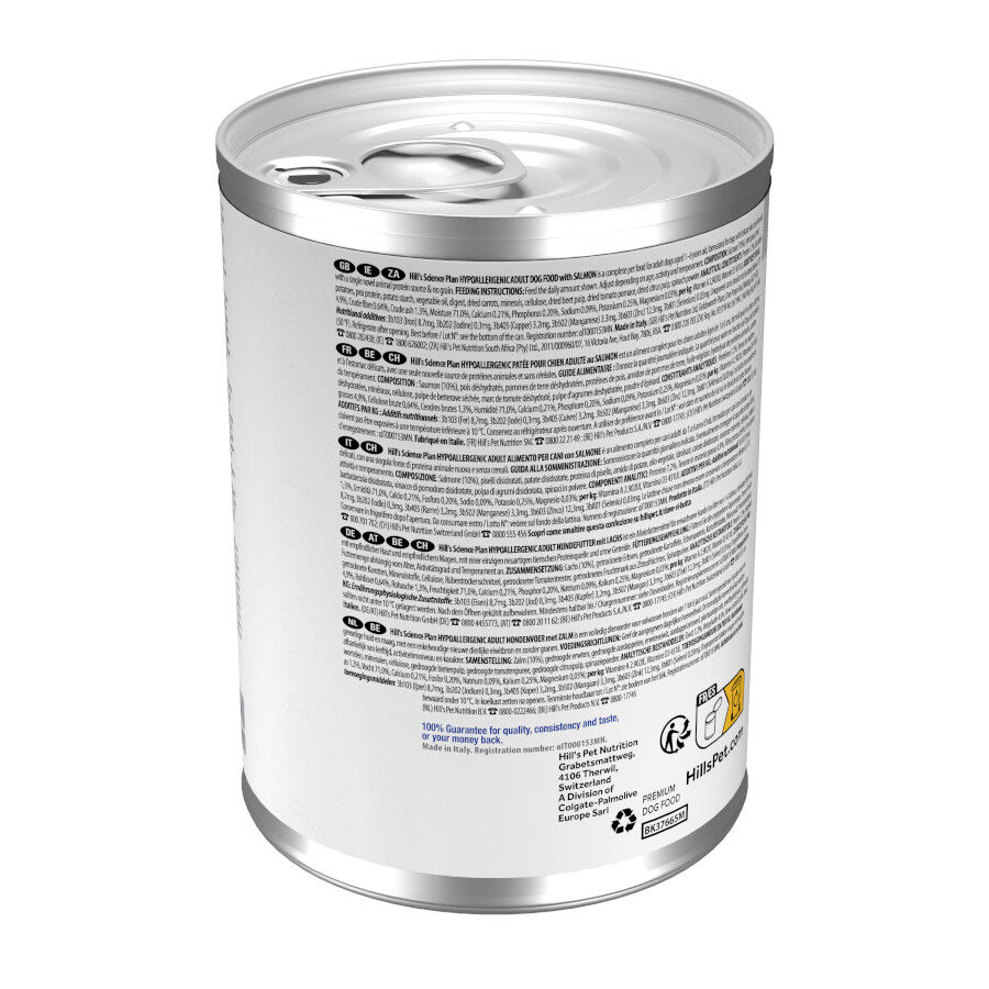 363 g Hill's Science Plan Hypoallergenic Alimento H&uacute;mido com Salm&atilde;o para C&atilde;es Adultos, , large Imagem n&uacute;mero 7
