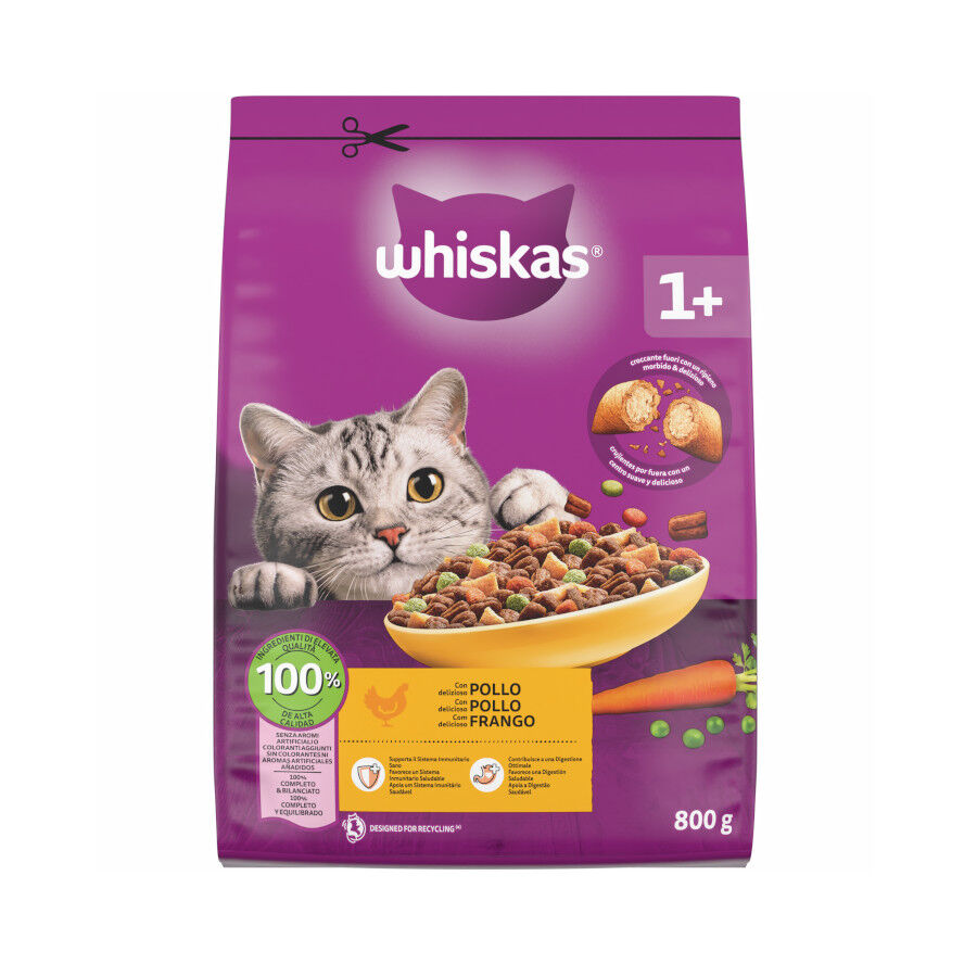 800 g Whiskas Adulto Pollo Pienso para gatos, , large Imagem n&uacute;mero 1