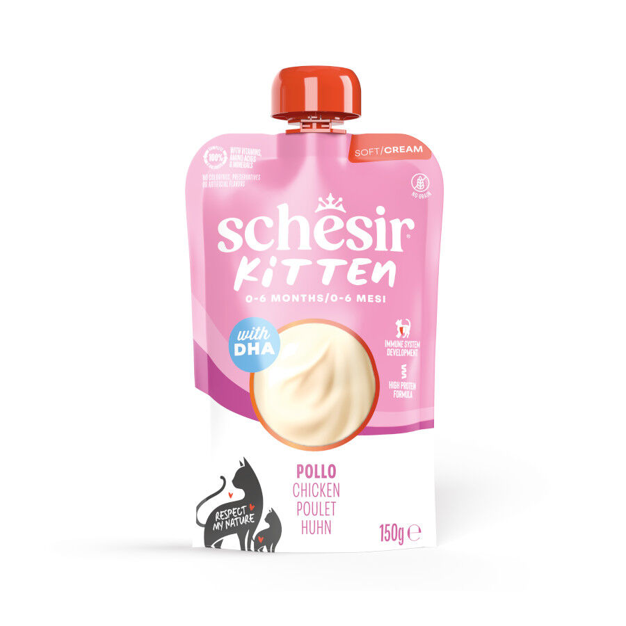 Schesir Comida h&uacute;mida de frango em creme para gatinhos, , large Imagem n&uacute;mero 1