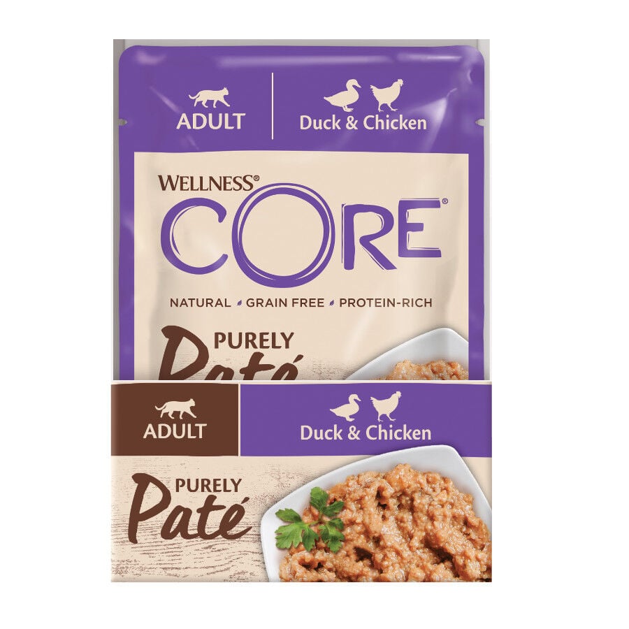 85 g Wellness Core Adult Purely Pato e Frango em Pat&ecirc; saqueta para gatos, , large Imagem n&uacute;mero 2