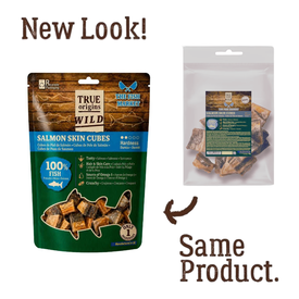 - True Origins Cubos de pele de salm&atilde;o Snack para c&atilde;es