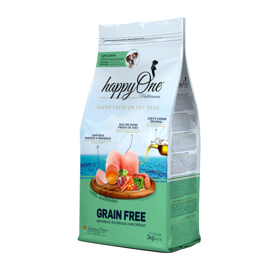 happyOne Mediterraneum Grain Free ra&ccedil;&atilde;o de carne fresca de aves para c&atilde;es s&eacute;nior, , large Imagem n&uacute;mero 1