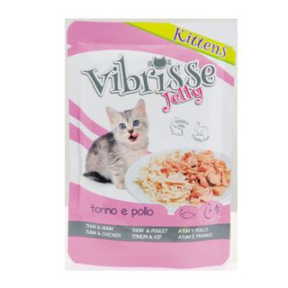 Vibrisse Kitten Jelly Atum e Frango em galeia saqueta para gatos