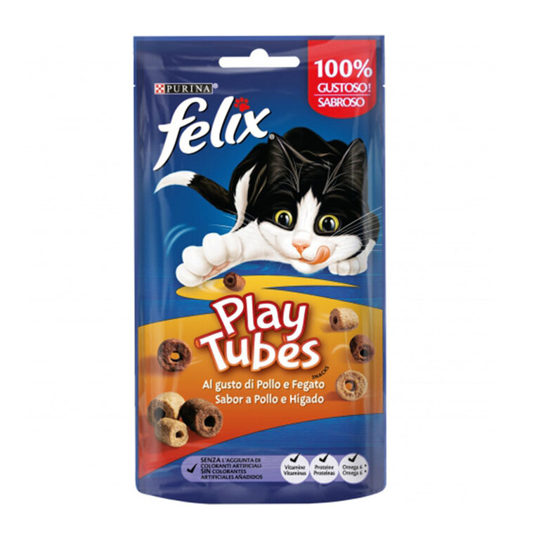 Felix Biscoitos Play Tubes Frango com Fígado para gatos, , large image number null