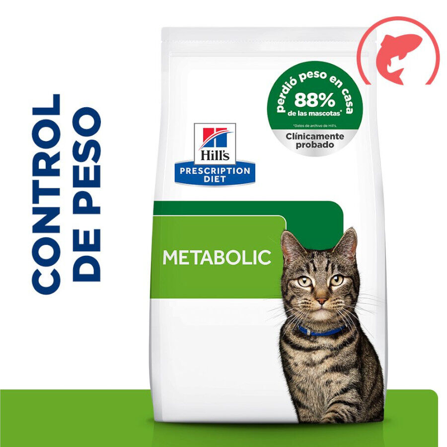 8 kg Hill's Prescription Diet Metabolic Ra&ccedil;&atilde;o de salm&atilde;o para gatos, , large Imagem n&uacute;mero 2