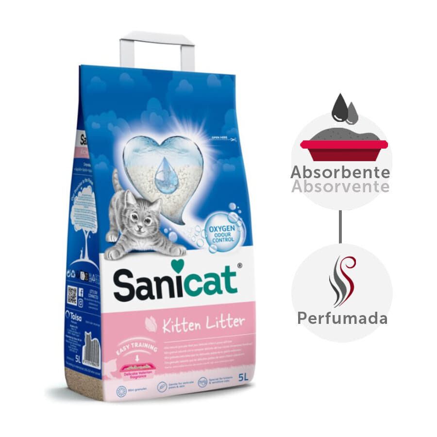 2 x 5 L Sanicat Kitten Areia Super absorvente para gatinhos Pack poupan&ccedil;a!, , large Imagem n&uacute;mero 2