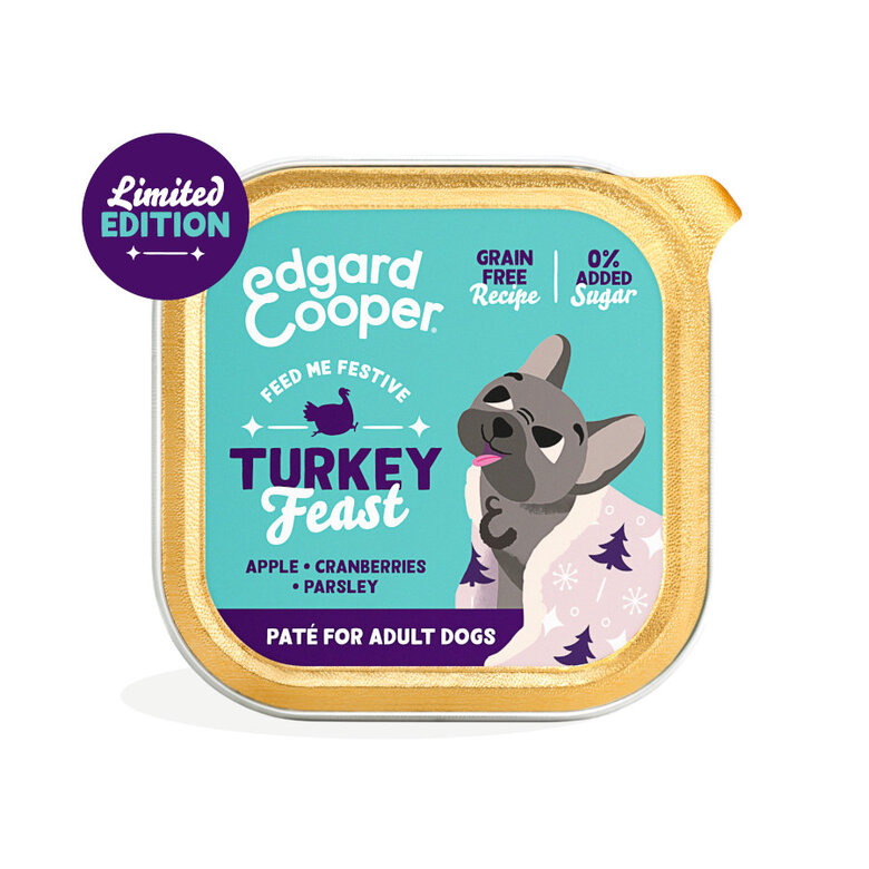 Edgar & Cooper Festive Carne de Peru em Patê terrina para cães , , large image number null