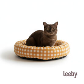 Leeby Cama Donut Vichy Laranja para gatos