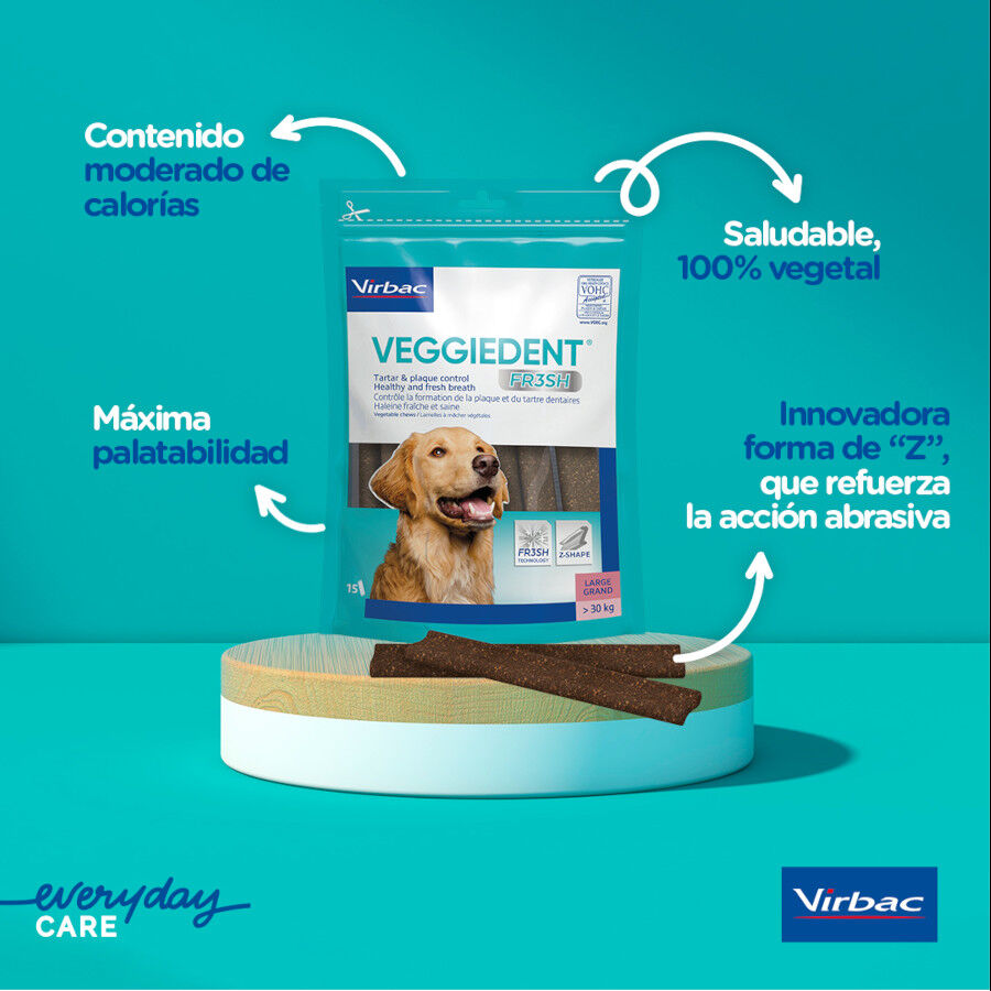 15 sticks Virbac Snacks Dent&aacute;rios Veggiedent Fresh para c&atilde;es de ra&ccedil;a grande, , large Imagem n&uacute;mero 4