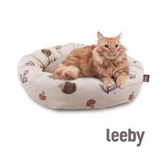 Leeby Cama Donut Antiderrapante Branca com Ouriços para gatos