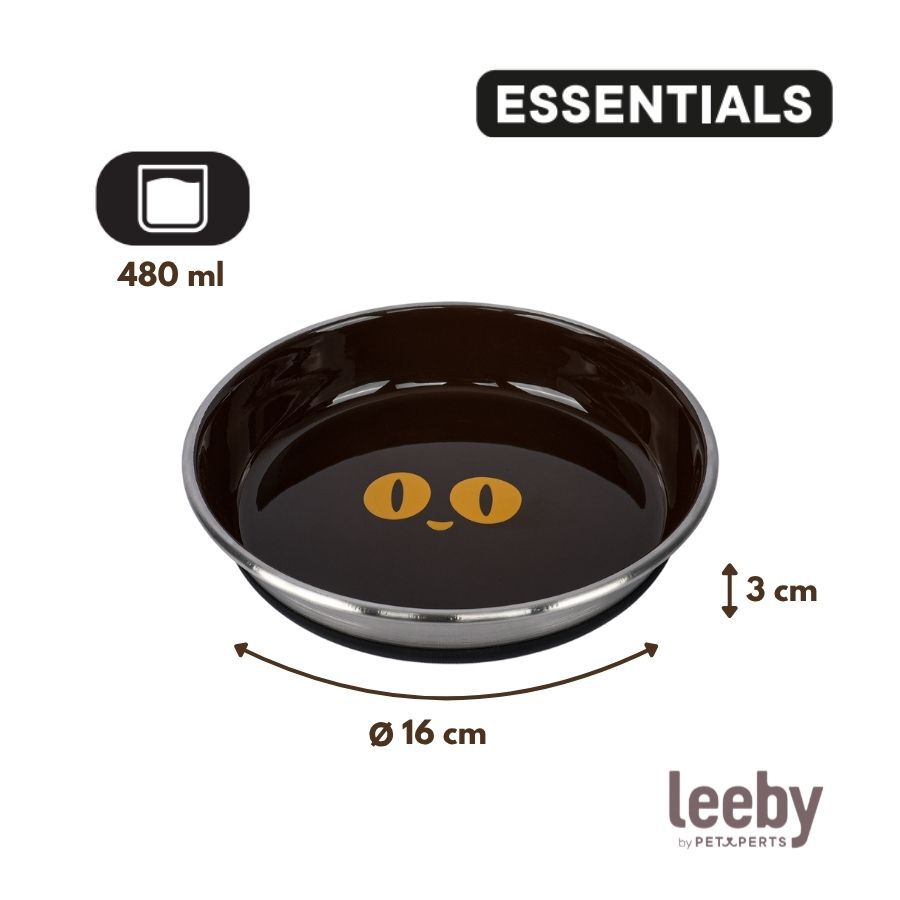 Leeby Comedouro Antiderrapante Castanho em A&ccedil;o Inoxid&aacute;vel para gatos, , large Imagem n&uacute;mero 4