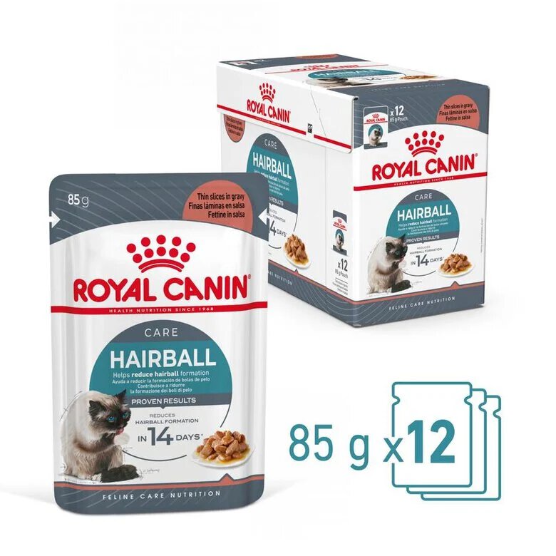 85 g Royal Canin Hairball alimento húmido em molho saquetas para gatos,  Imagem número 5 85 g Royal Canin Hairball alimento húmido em molho saquetas para gatos, , large Imagem número 5