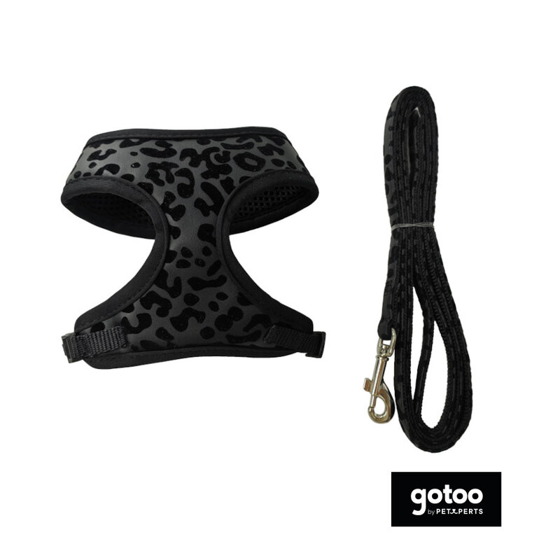 Gotoo Coleira e Peitoral Estampado Animal Preto para Gatos,  Imagem número 2 Gotoo Coleira e Peitoral Estampado Animal Preto para Gatos, , large Imagem número 2