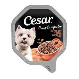 Cesar Guiso Campestre Alimento H&uacute;mido de Peru e Vaca em terrina para c&atilde;es