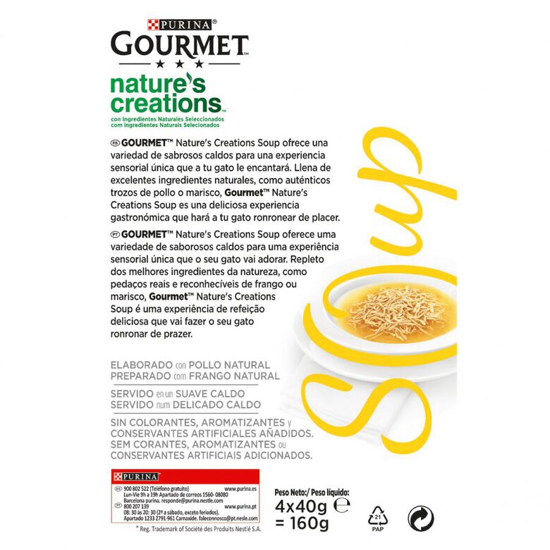 4 saquetas x 40 g Gourmet Nature's Creations Sopa de Frango Saquetas para gatos,  Imagem número 4 4 saquetas x 40 g Gourmet Nature's Creations Sopa de Frango Saquetas para gatos, , large Imagem número 4