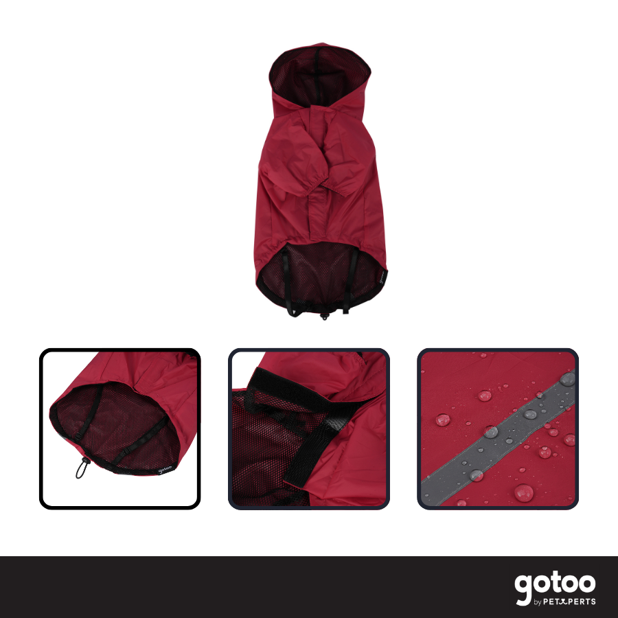 Gotoo Casaco Imperme&aacute;vel Refletor Vermelho para c&atilde;es, , large Imagem n&uacute;mero 3