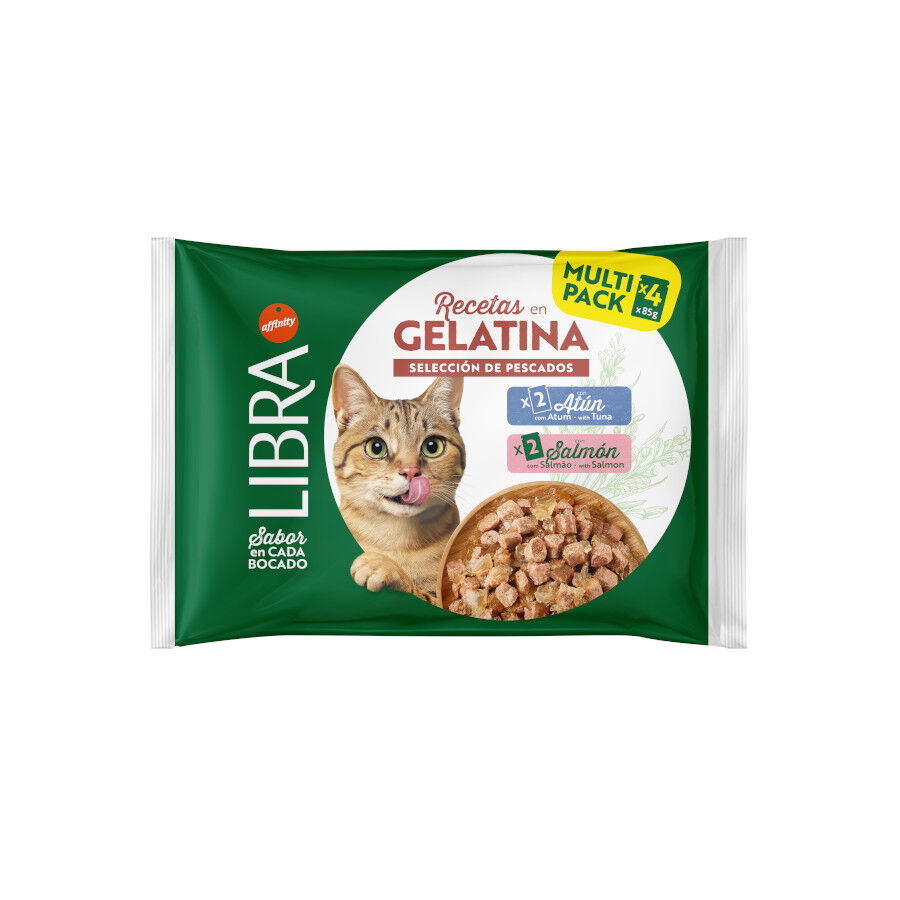 4 paquetas x 85 g Libra Comida h&uacute;mida de salm&atilde;o e atum para gatos, , large Imagem n&uacute;mero 1