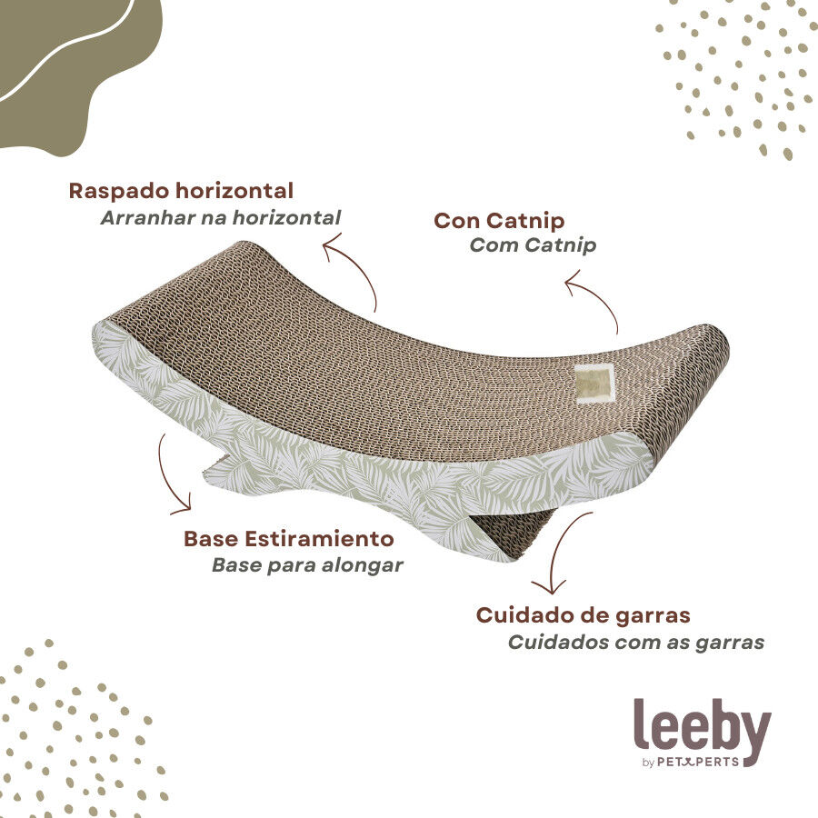 Leeby Remy Rocker arranhador de cart&atilde;o horizontal com padr&atilde;o de folhas para gatos, , large Imagem n&uacute;mero 4