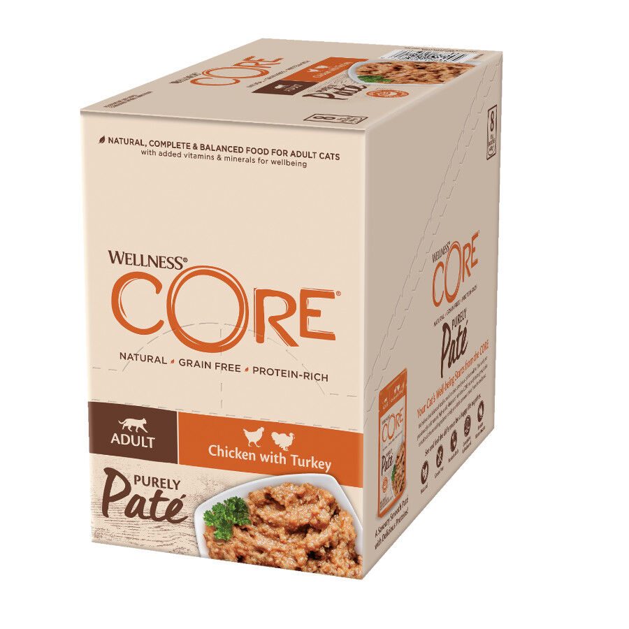 85 g Wellness Core Adult Frango e Peru em Pat&ecirc; saqueta para gatos, , large Imagem n&uacute;mero 1