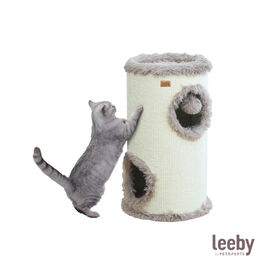 Leeby Bruno barril arranhador com cama nido e brinquedo para gatos