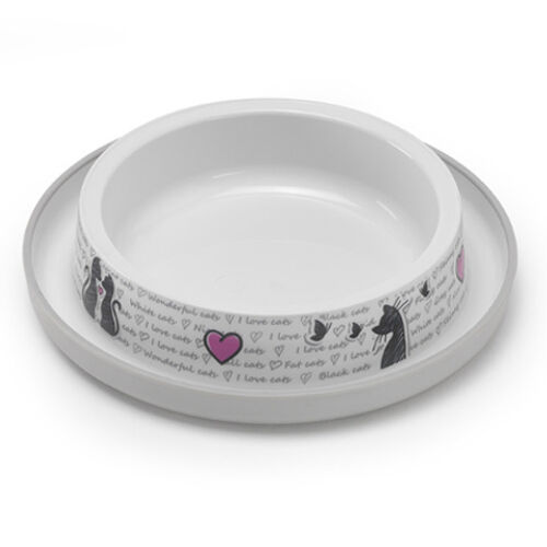 Flamingo Cats in Love comedero para gatos pl&aacute;stico Imagem n&uacute;mero 1