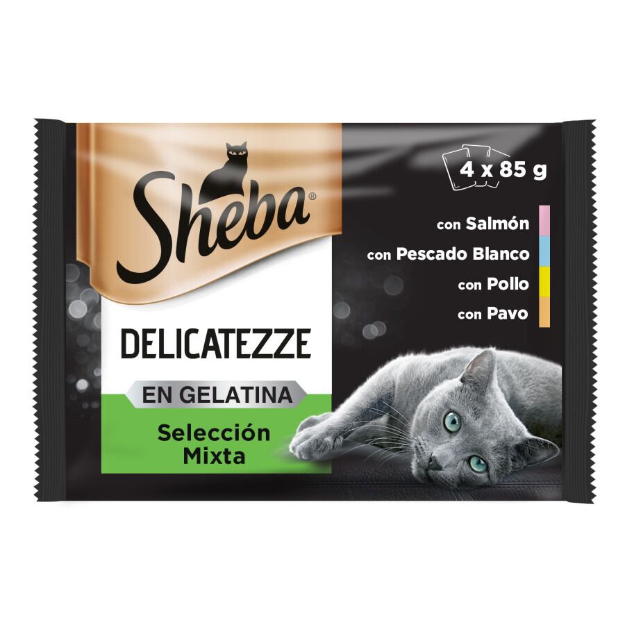 4 saquetas x 85 g Sheba Delicatezze Sele&ccedil;&atilde;o Mista em Gelatina Saquetas para gatos - Multipack, , large Imagem n&uacute;mero 1