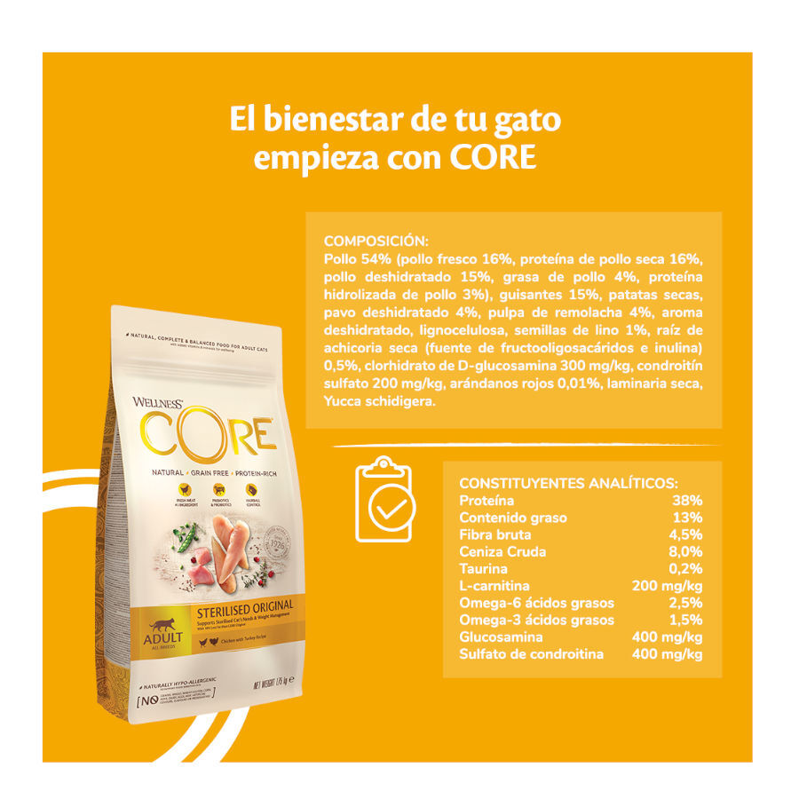 4 kg Wellness Core Adult Sterilised Frango e Peru ra&ccedil;&atilde;o para gatos , , large Imagem n&uacute;mero 3