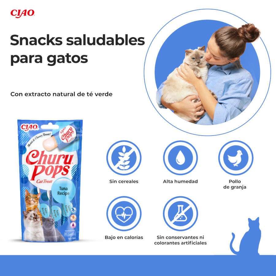 4 saquetas x 15 g Churu Sticks Pops Receita de Atum para gatos, , large Imagem n&uacute;mero 2