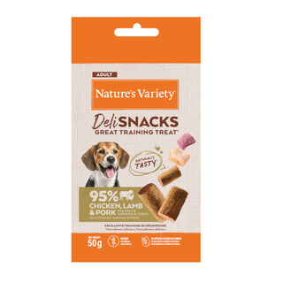 Nature’s Variety Bocaditos Deli Snacks Adult ,Frango,  Cordeiro e Porco para cães