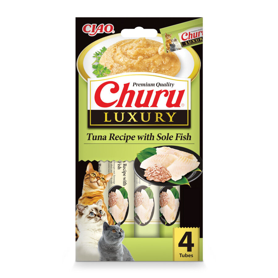 4 saquetas x 14 g Churu Luxury Snack Atum e Linguado para gatos, , large Imagem n&uacute;mero 1
