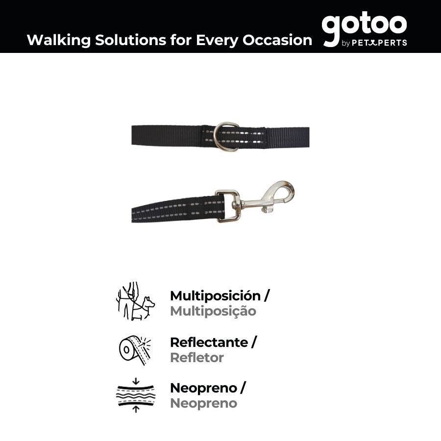 Gotoo Trela multiposi&ccedil;&atilde;o ajust&aacute;vel preta para c&atilde;es, , large Imagem n&uacute;mero 3