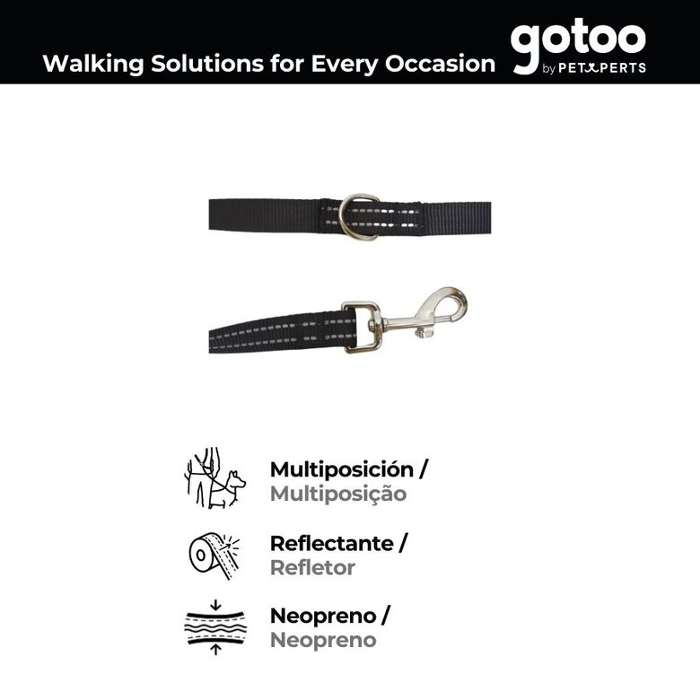 Gotoo Trela multiposição ajustável preta para cães,  Imagem número 3 Gotoo Trela multiposição ajustável preta para cães, , large Imagem número 3