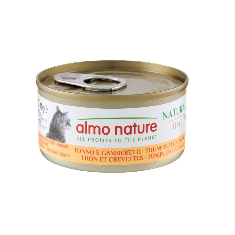 70 g Almo Nature HFC Atum e Camar&otilde;es lata para gatos, , large Imagem n&uacute;mero 1