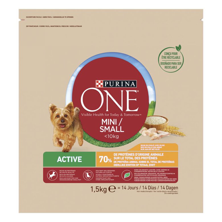 Purina One Mini Active Pollo pienso para perros image number null