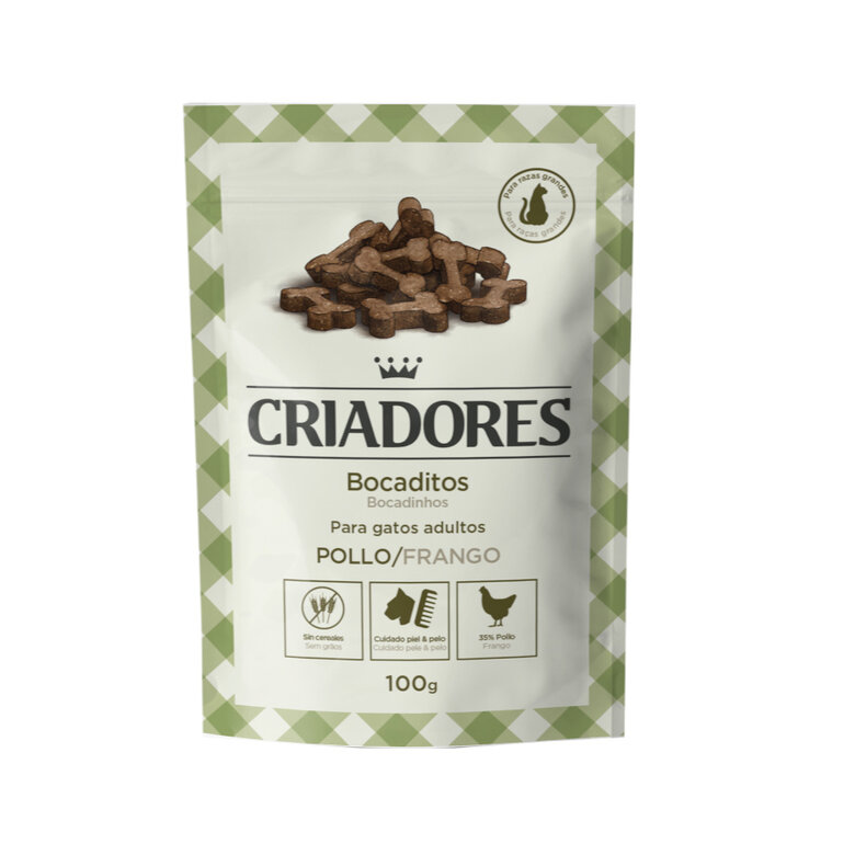 100 g Criadores Snacks de Frango para gatos de raças grandes,  Imagem número 1 100 g Criadores Snacks de Frango para gatos de raças grandes, , large Imagem número 1