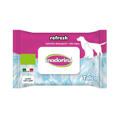 Inodorina Refresh Toalhetes Húmidos Talco para animais de estimação