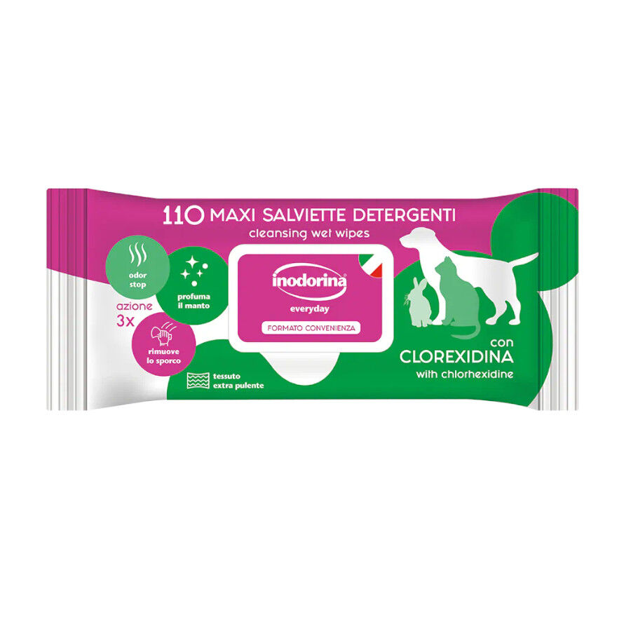 Inodorina Refresh Toalhitas H&uacute;midas Clorexidina para c&atilde;es e gatos, , large Imagem n&uacute;mero 1