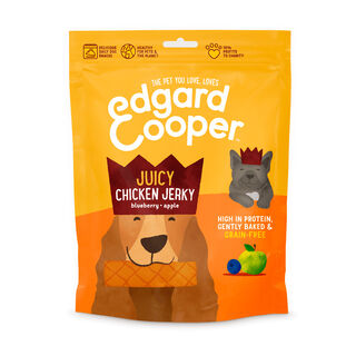 Edgard & Cooper Charque de frango com mirtilo e maçã para cães