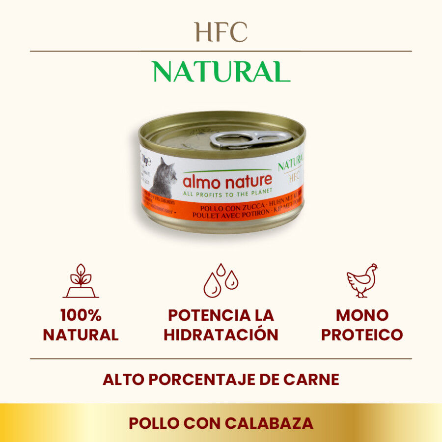 70 g Almo Nature HFC Natural frango e ab&oacute;bora comida h&uacute;mida para gatos, , large Imagem n&uacute;mero 2