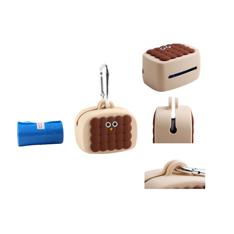 Gotoo Porta-sacos de silicone castanho para cães,  Imagem número 3 Gotoo Porta-sacos de silicone castanho para cães, , large Imagem número 3