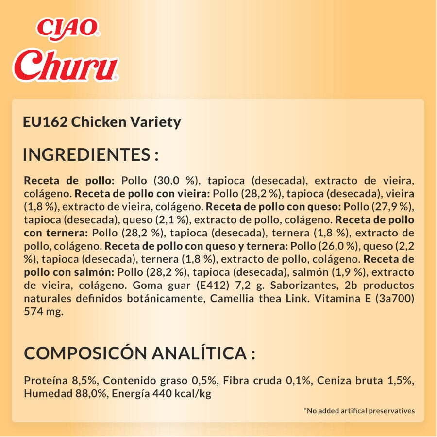 60 saquetas x 14 g Churu Variedades de Frango Snack L&iacute;quido para gatos, , large Imagem n&uacute;mero 8
